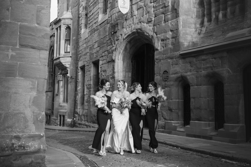Bridesmaids in Coventry town centre
